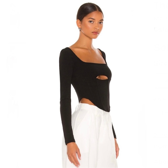 NEW ATOIR REVOLVE BLACK RIBBED BUSTIER CROP TOP - Picture 4 of 8